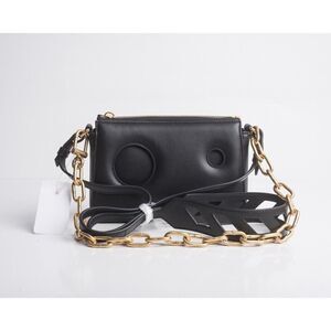 Off-White Virgil Abloh Womens Black Burrow Purse Bag Pouch Gold Chain Strap